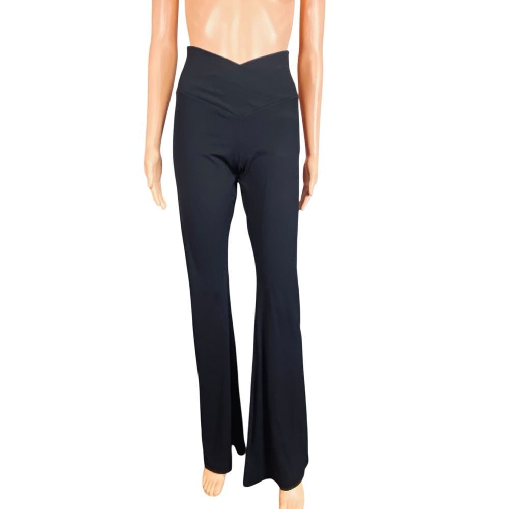 Sunzel Black Cross Waist Flared Leg Yoga Pants Womens LG Tall Performance Wear